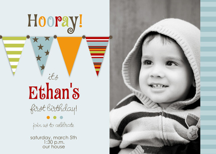 Flags Photo Birthday Invitations