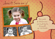 Cupcake Twins Birthday Invites - Twin Birthday Invitations