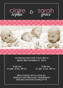  Twin Baby Announcements - Polka Pink Twin Birth Announcements