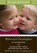 Cutie Birthday Invites for Twins -  Twin Invitations