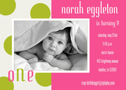  Girl Party Invitations - Green Polkas and Hot Pink