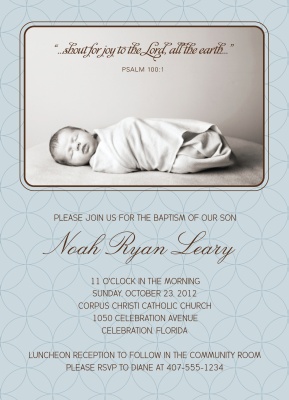 Baptisms & Christening Invitations, Blue Mosaic Design