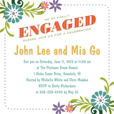 Engagement Party Invitations, Party Petals White Design