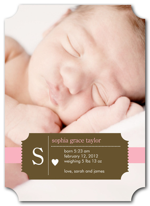 Birth Announcements, Pink Cupid Design