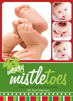 Personalized Holiday Cards, Merry Mistletoes Design