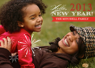 Personalized Holiday Cards, Ruby Fireworks Design