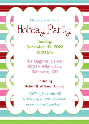Holiday Party Invitations, Sweet Stripe Party Design