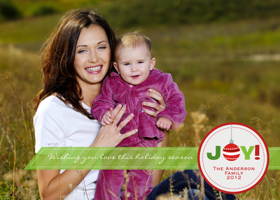 Personalized Holiday Cards, Spearmint Stripe Design