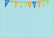 Birthday Flags Blue -  Kids Thank You Notes
