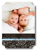 Twin Birth Announcements - Flower Burst