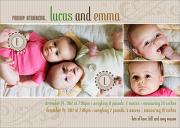 Subtle Swiss Dot - Twin Birth Announcements